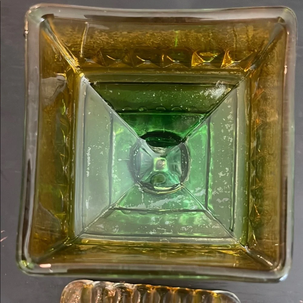 Vintage Green and Brown Glass Candy Dish - Picture 2 of 4